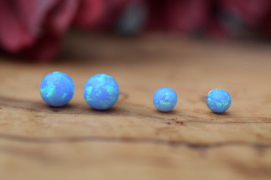 Opal Earrings Synthetic in Sterling Silver.