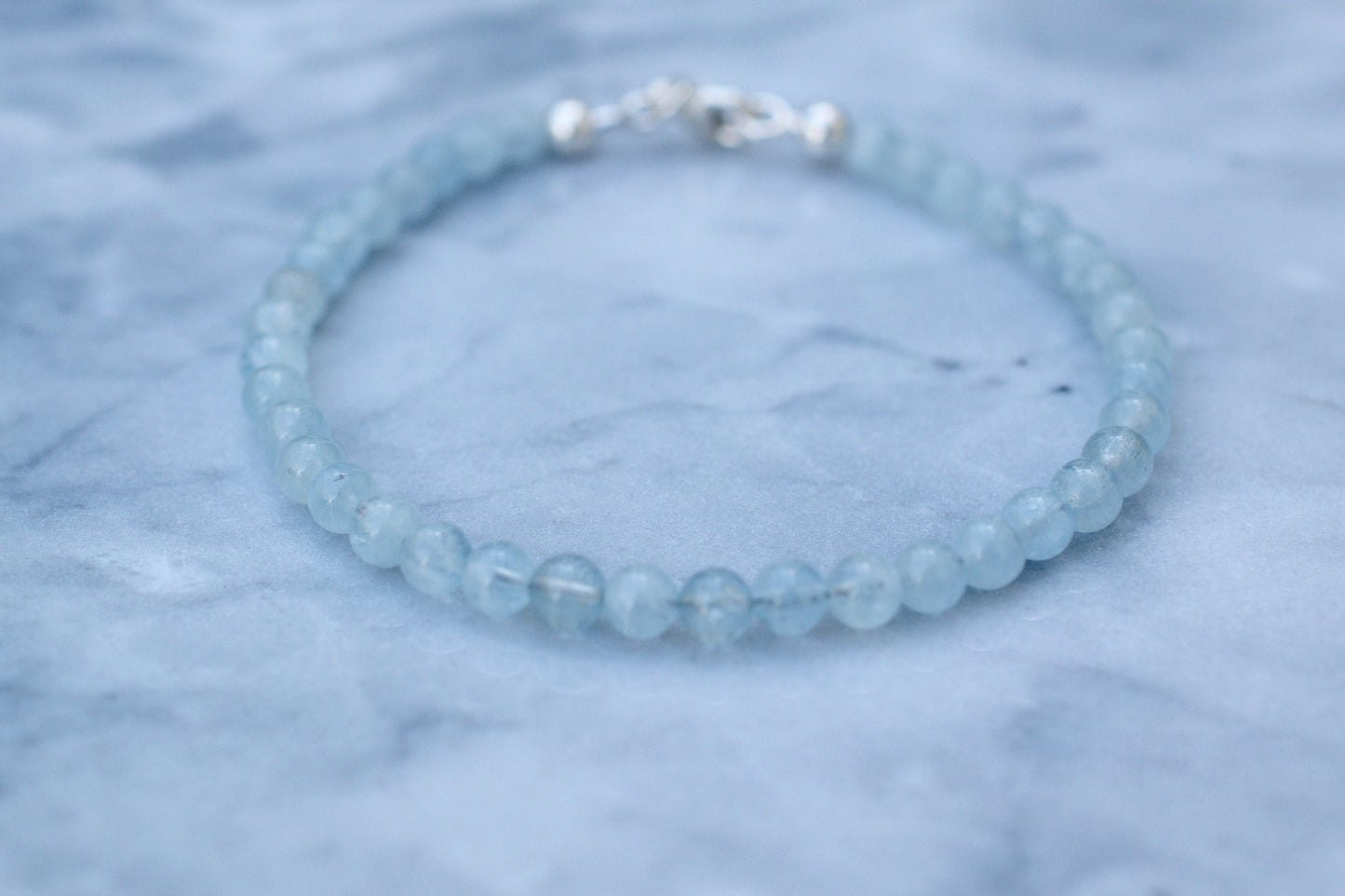 Blue Aquamarine Bracelet in Sterling Silver