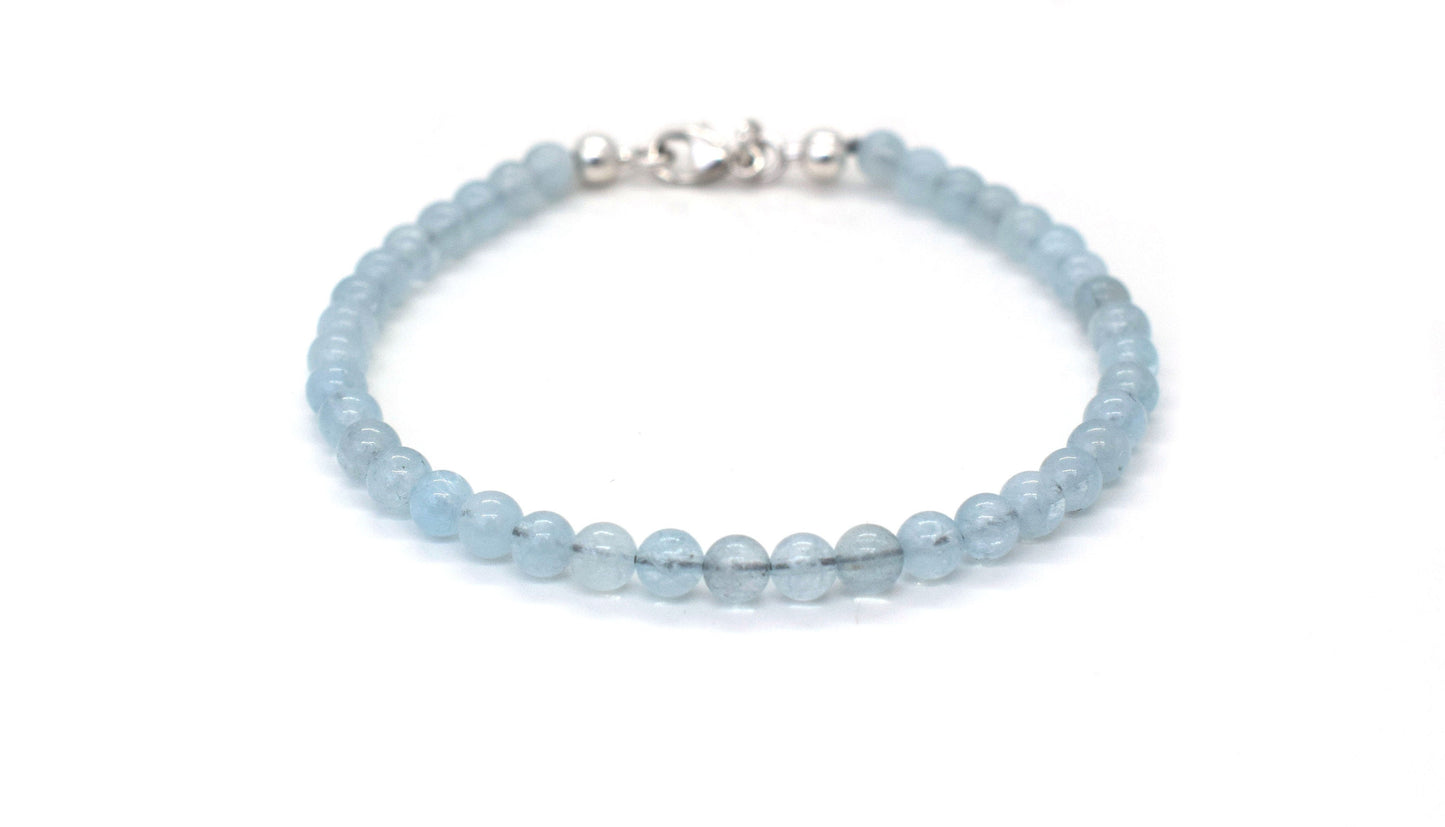 Blue Aquamarine Bracelet in Sterling Silver