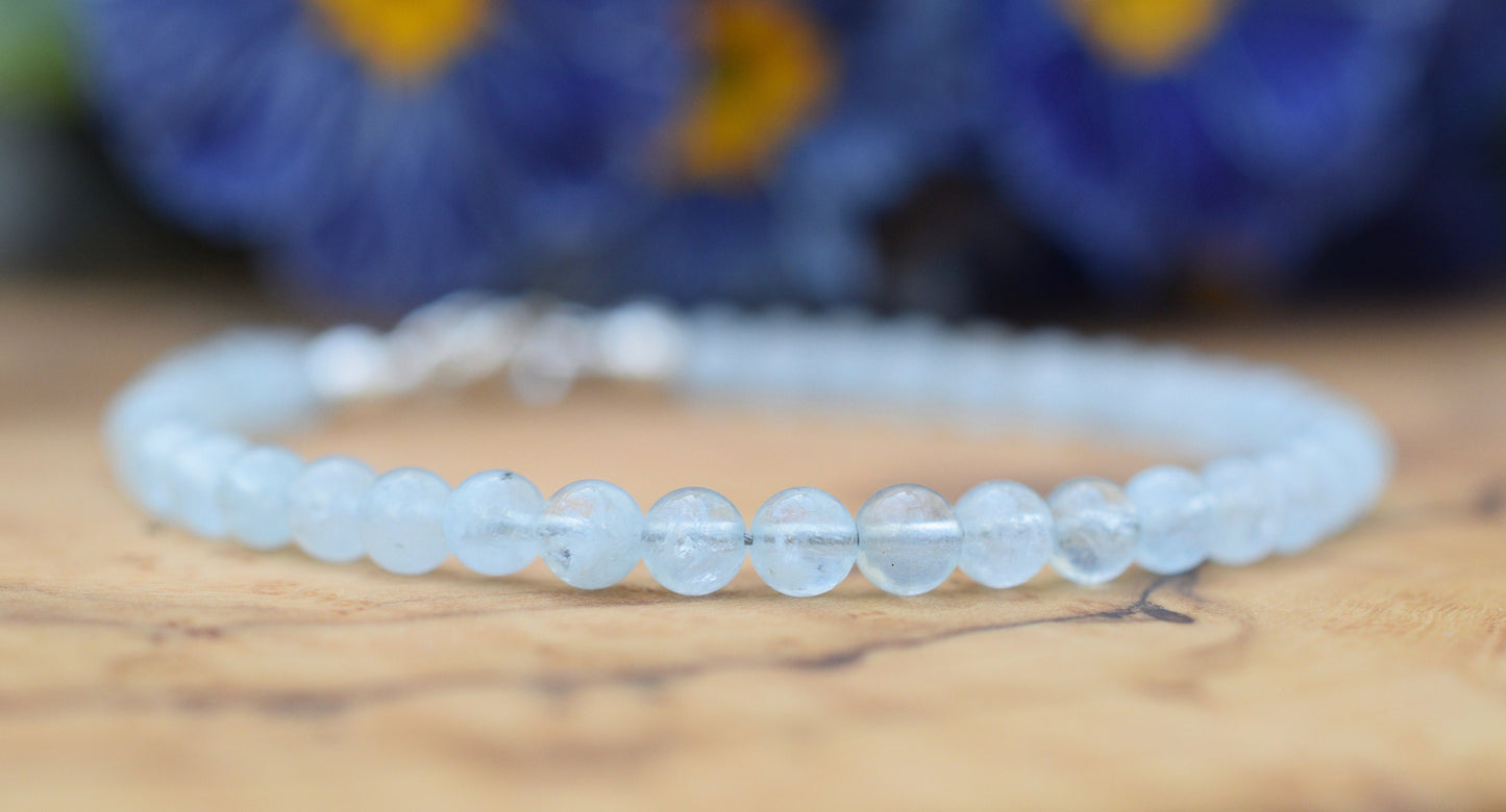 Blue Aquamarine Bracelet in Sterling Silver