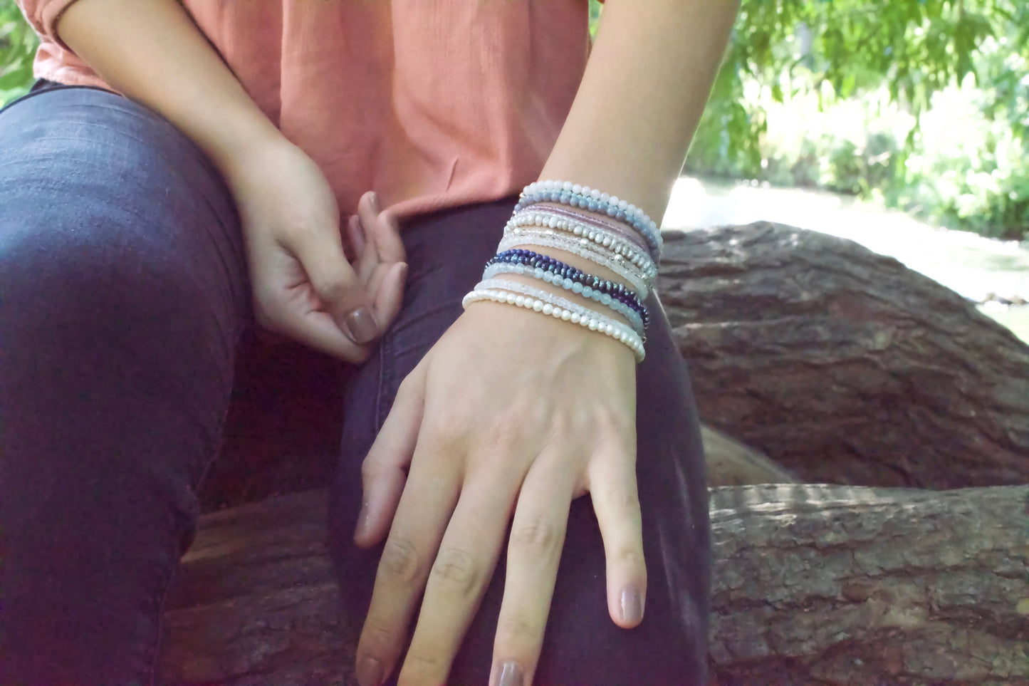 Blue Aquamarine Bracelet in Sterling Silver