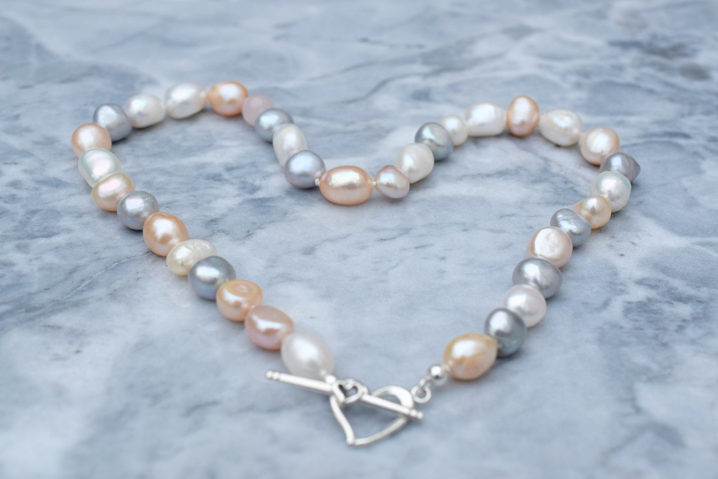 Pearl and Gemstone Necklace, Freshwater Pearl & Morganite Necklace