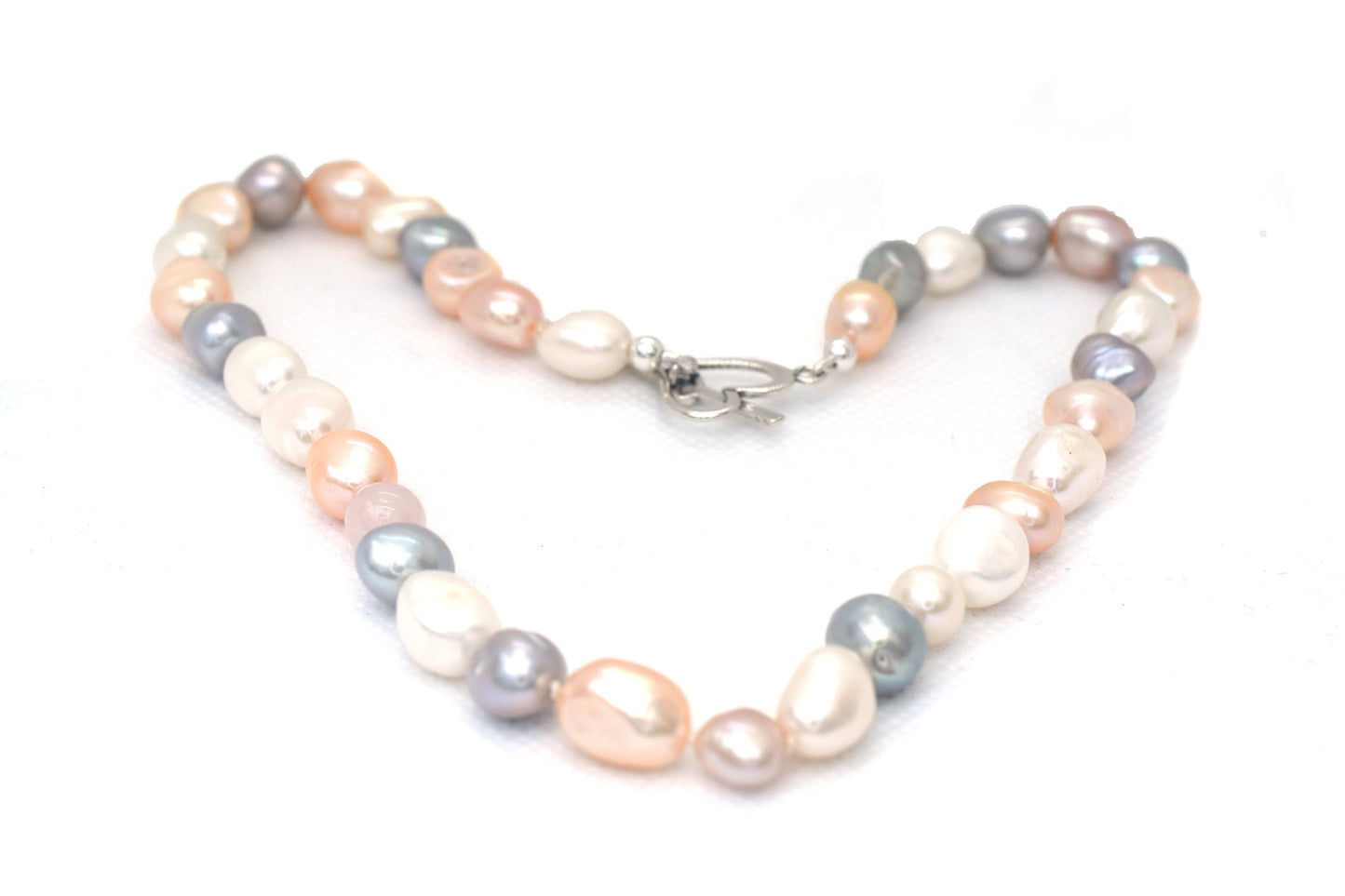 Pearl and Gemstone Necklace, Freshwater Pearl & Morganite Necklace