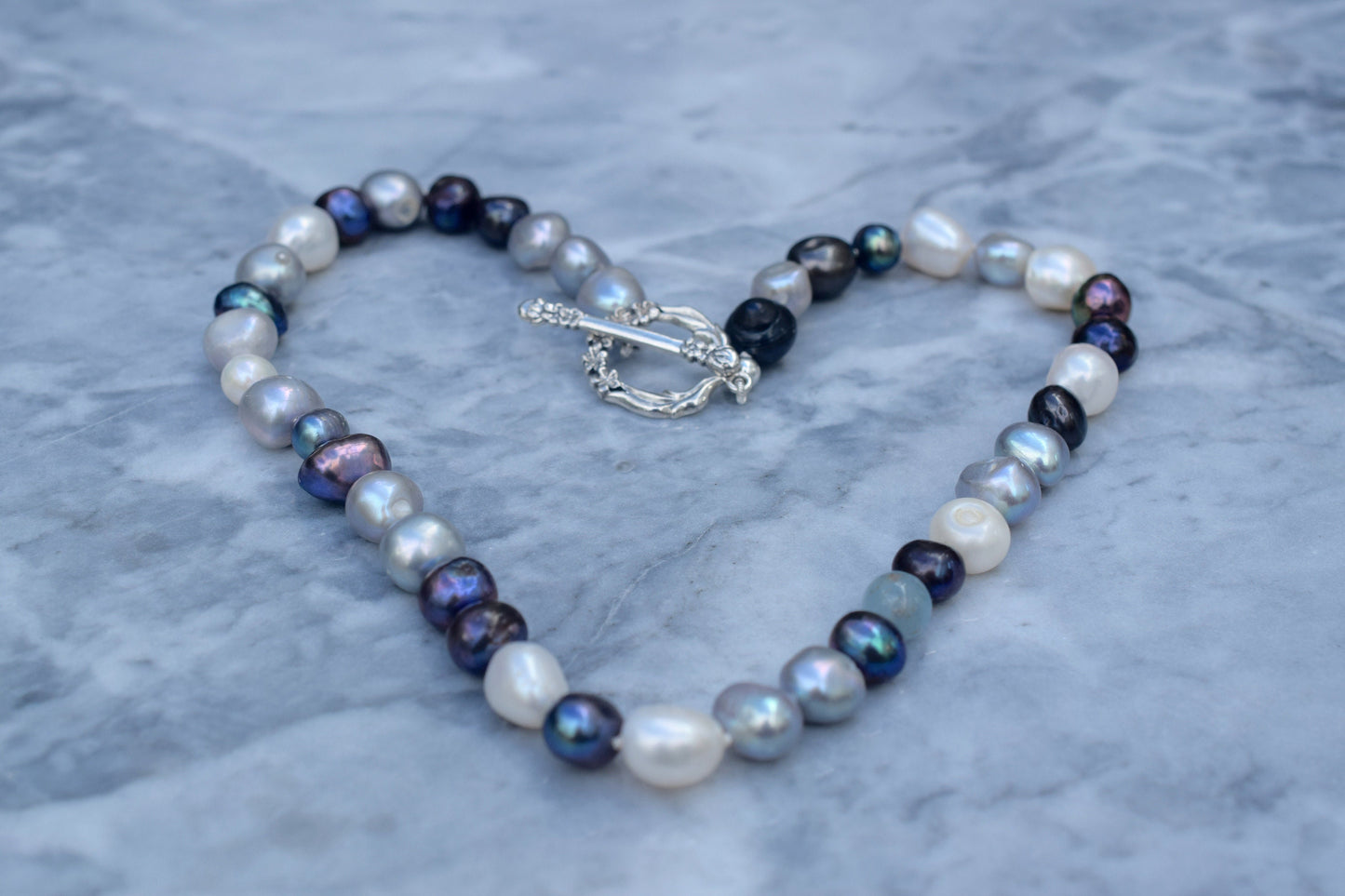 Pearl and Gemstone Necklace, Pearl & Aquamarine Necklace