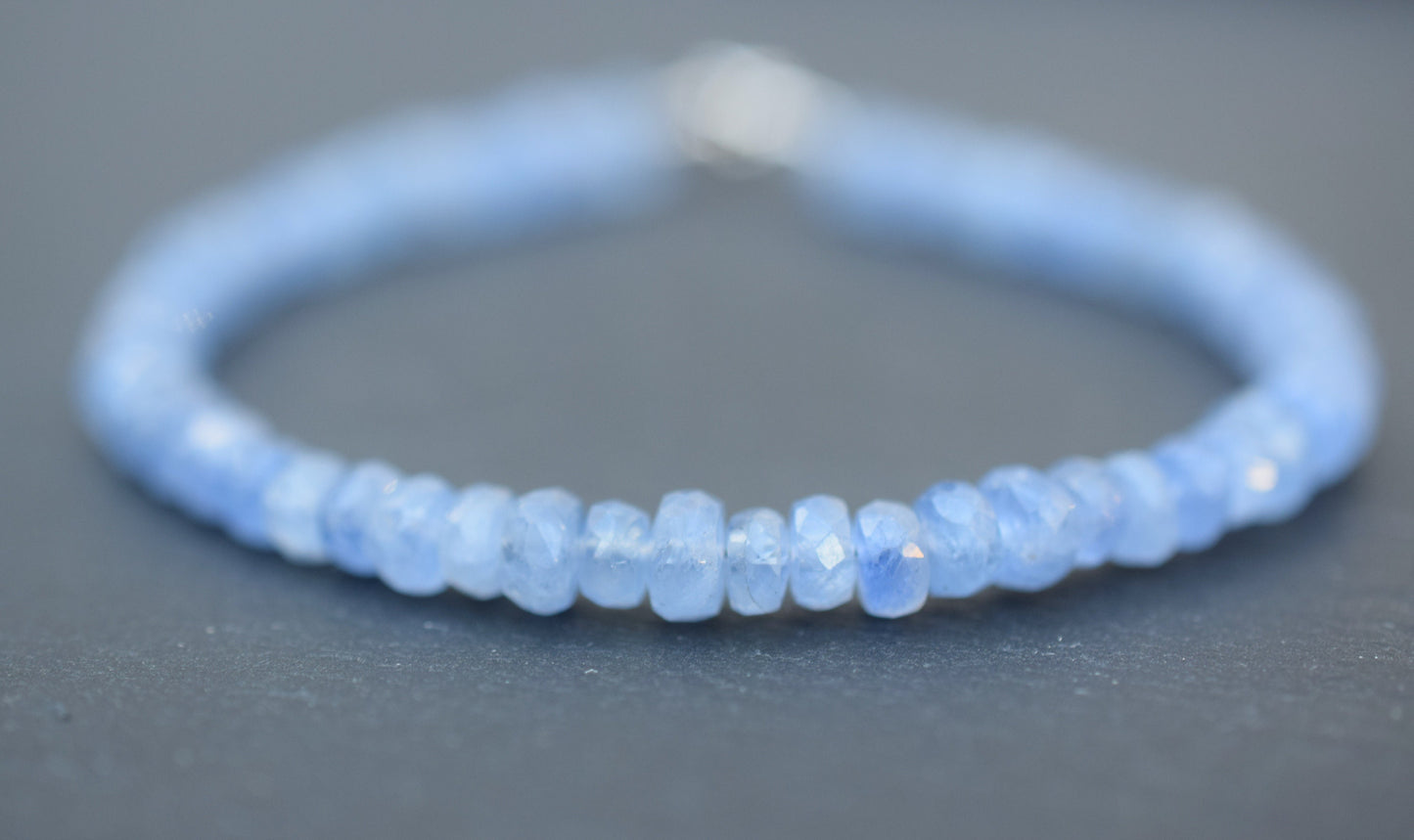 Blue Sapphire Bracelet, Natural Sapphire Bracelet, Sapphire Minimalist Bracelet,