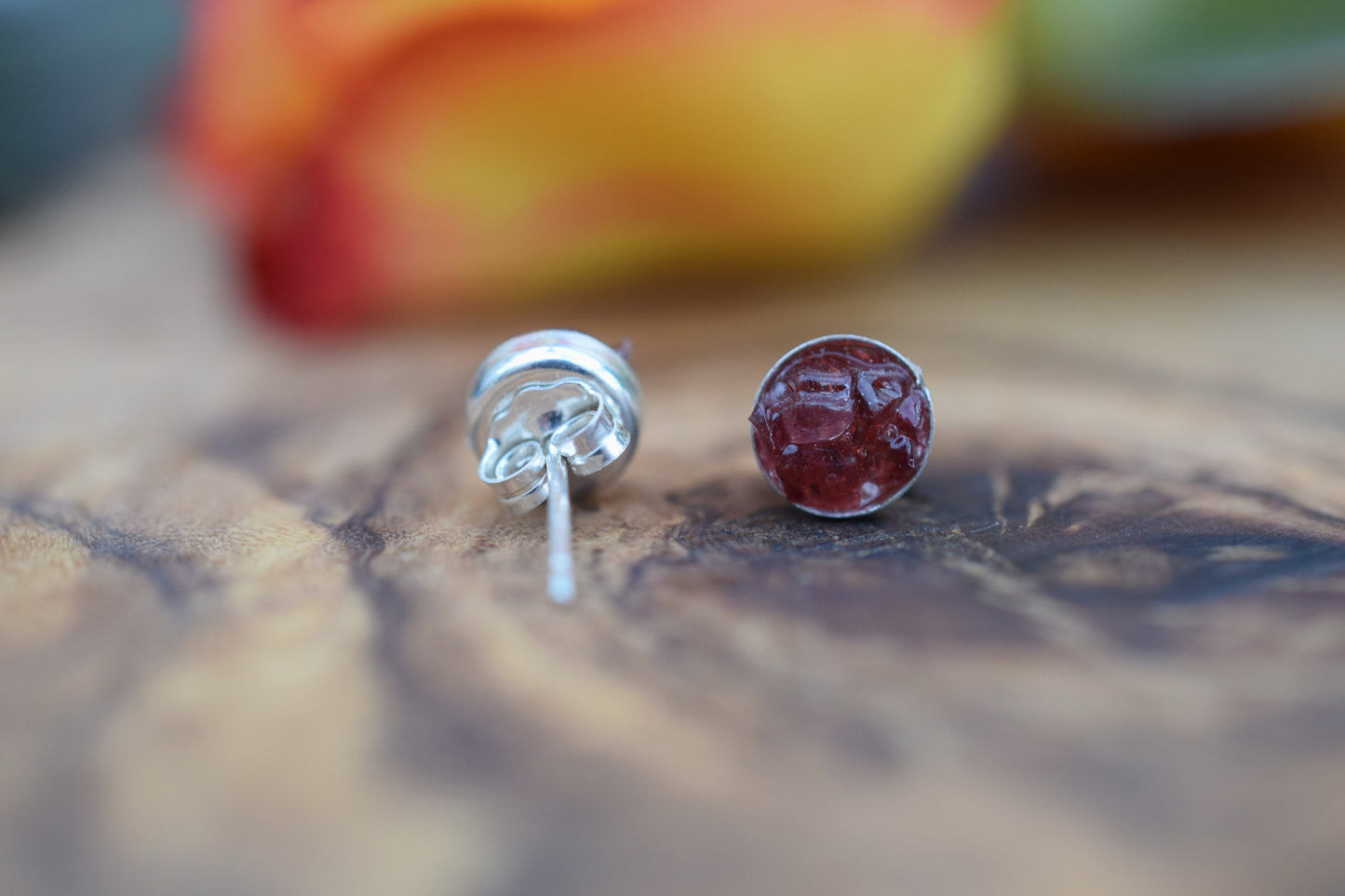 Raw Garnet Earrings