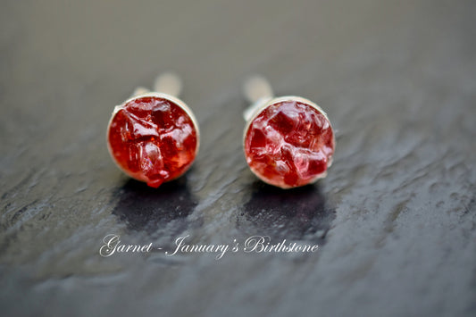 Raw Garnet Earrings
