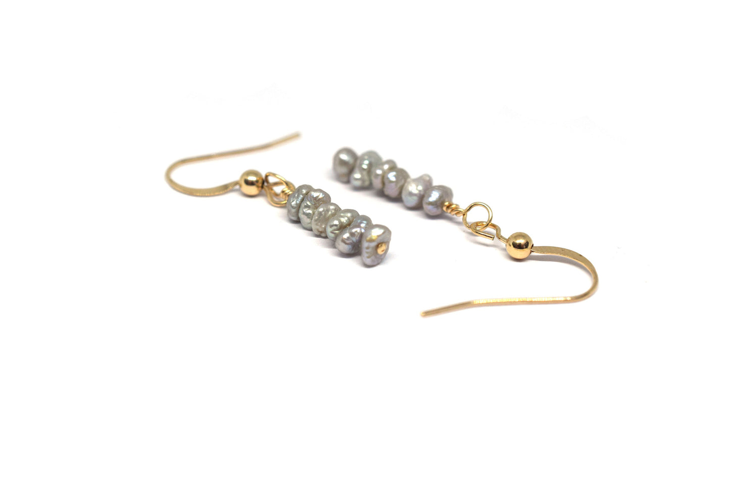 Keshi Pearl Earrings in Grey Pearl, Real Pearl Dangle Earrings in Sterling Silver, 14K Gold Filled or 14k Rose Gold Filled.