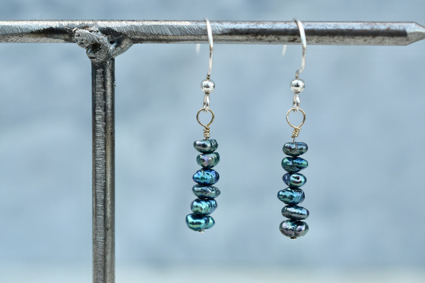 Black Keshi Pearl Drop Earrings