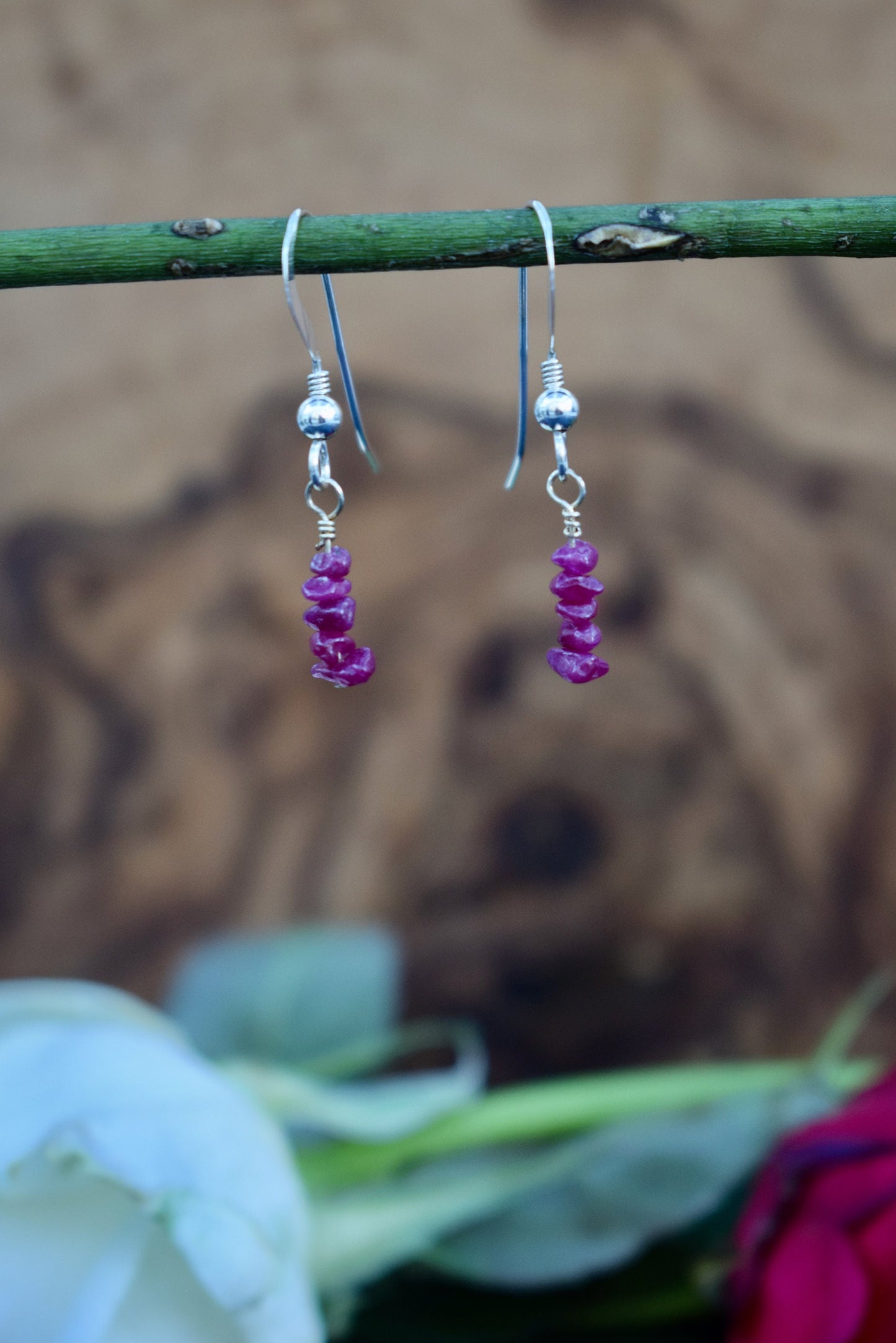 Ruby Earrings in Sterling Silver