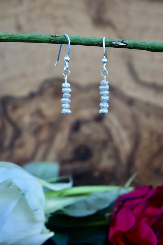 Keshi Pearl Earrings in Grey Pearl, Real Pearl Dangle Earrings in Sterling Silver, 14K Gold Filled or 14k Rose Gold Filled.