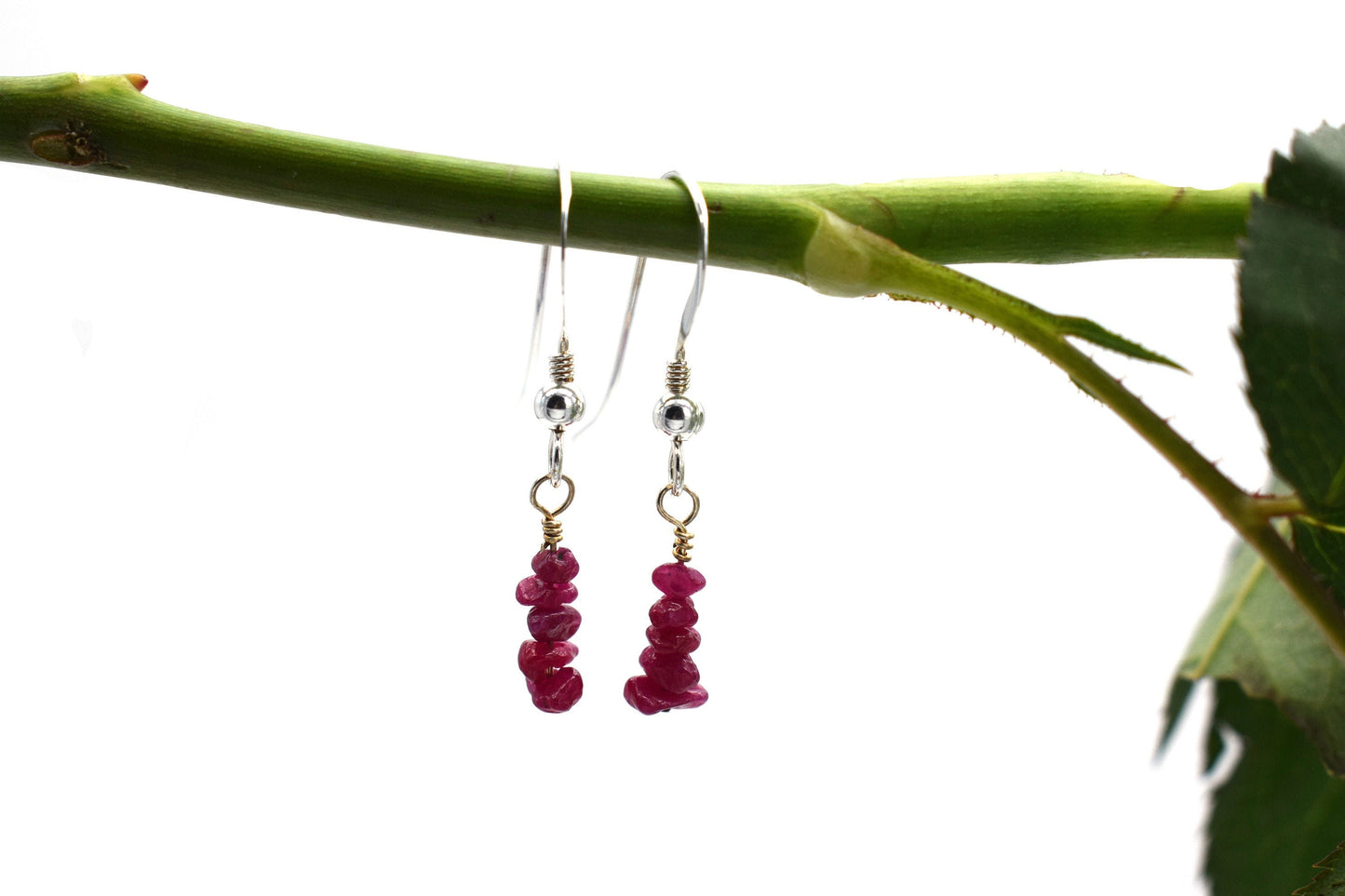 Ruby Earrings in Sterling Silver
