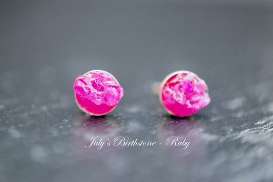 Raw  Ruby Earrings