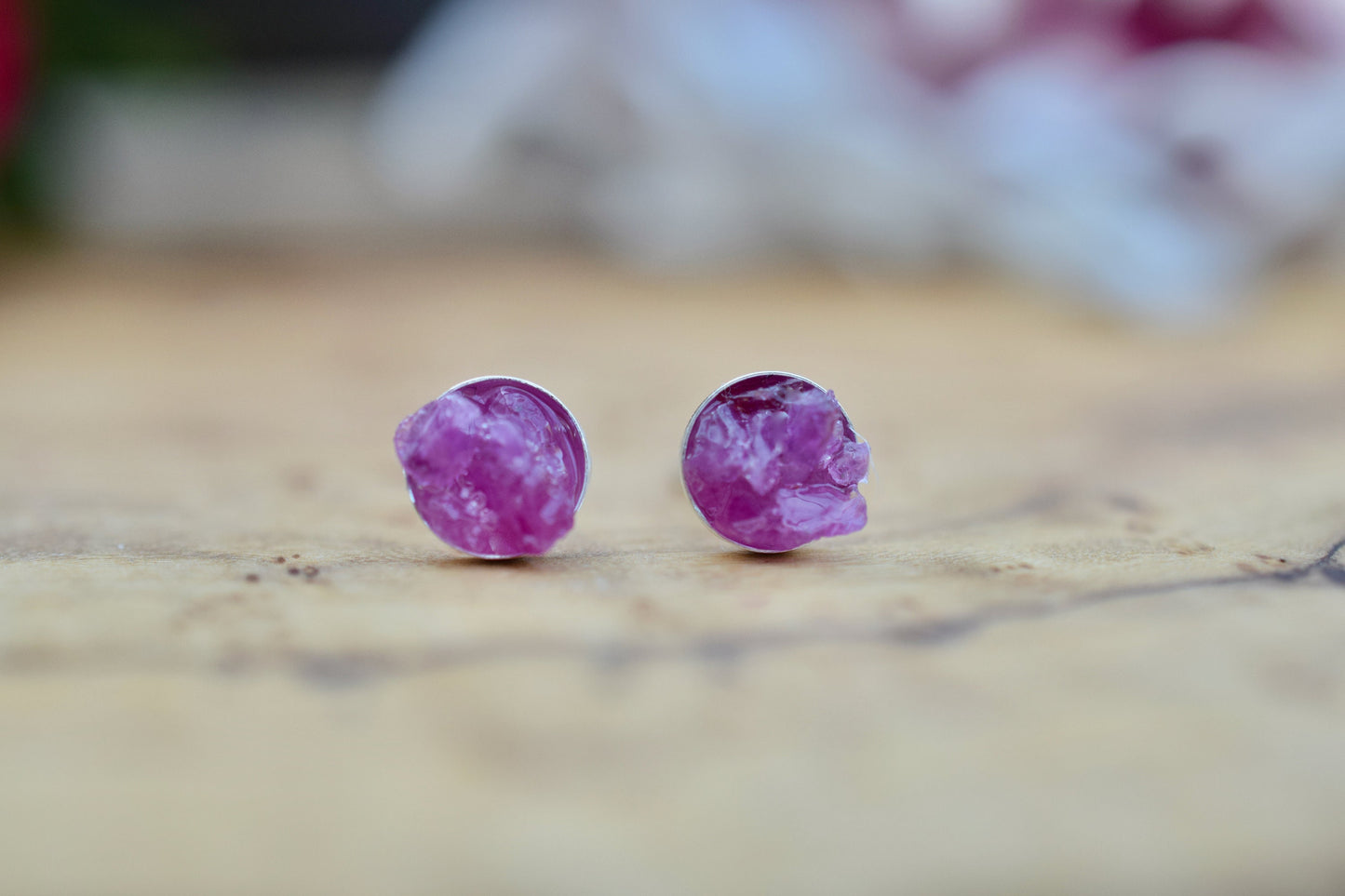 Raw  Ruby Earrings