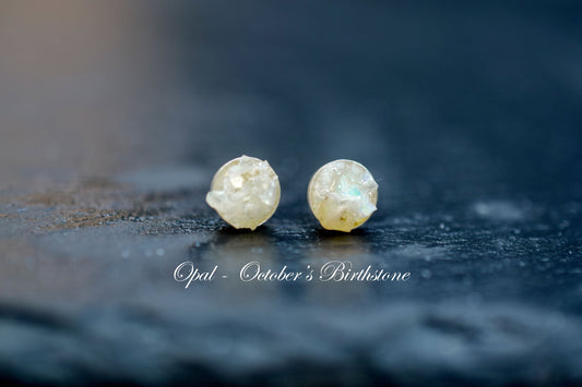 Ethiopian Opal Stud Earrings, Opal Stud Earrings Sterling Silver, Ethiopian Opal Earrings Gold Filled, Gold Opal Studs.