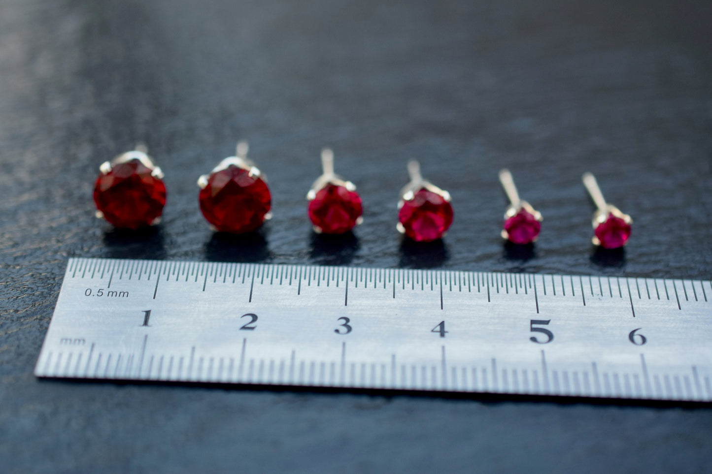 Lab Created Ruby Studs, Lab Created Ruby Earrings, Lab Created Corundum