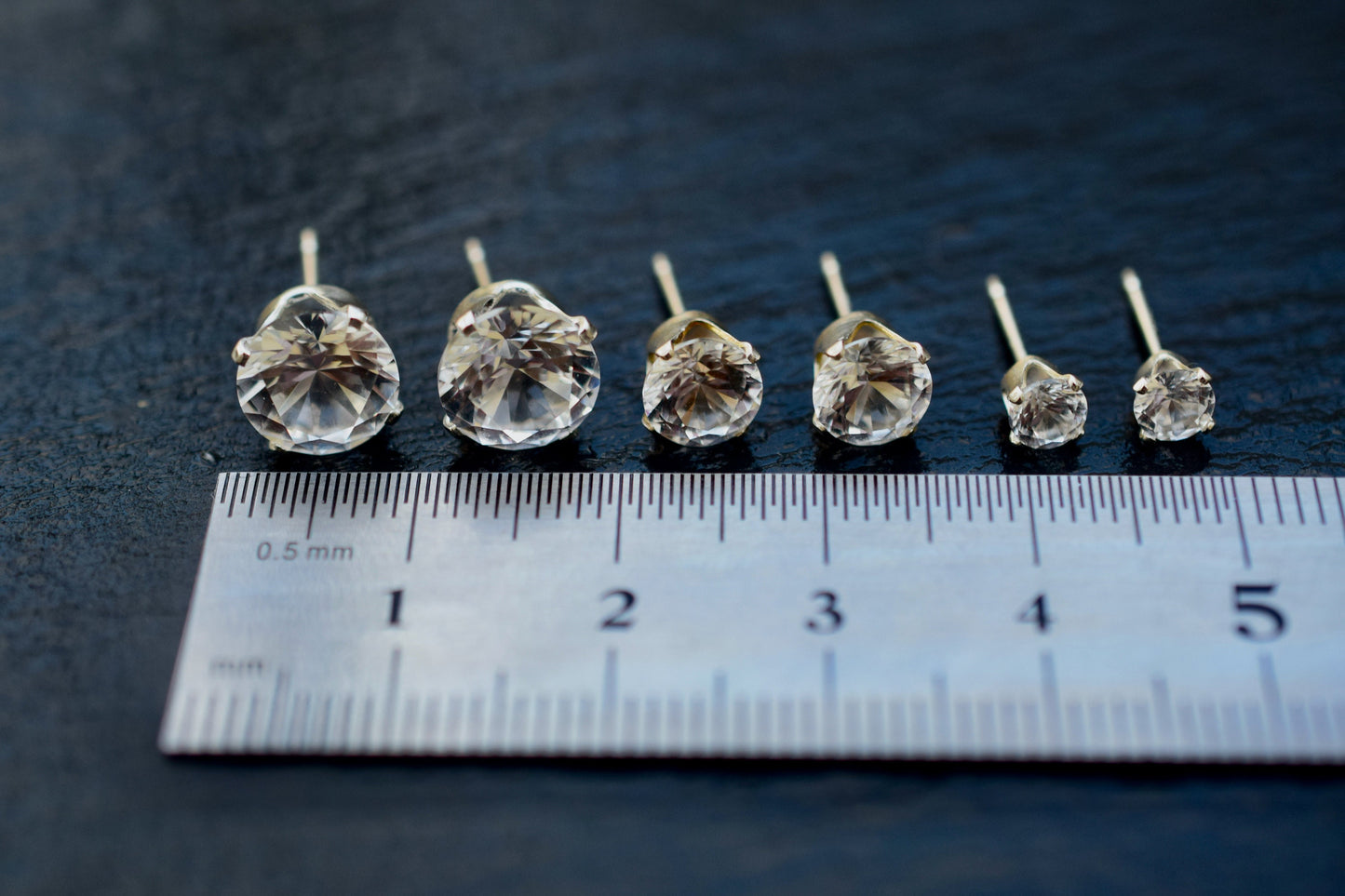 White Sapphire Studs, Lab Created Sapphire Earrings in Sterling Silver or 14K Gold Filled, Lab Created Corundum,  Lab Grown Earrings