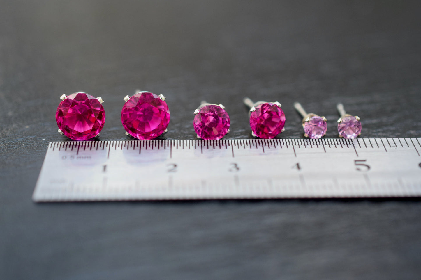 Pink Sapphire Earrings, PinkSapphire Stud Earrings,  Lab Created Sapphire Earrings, Lab Grown Studs