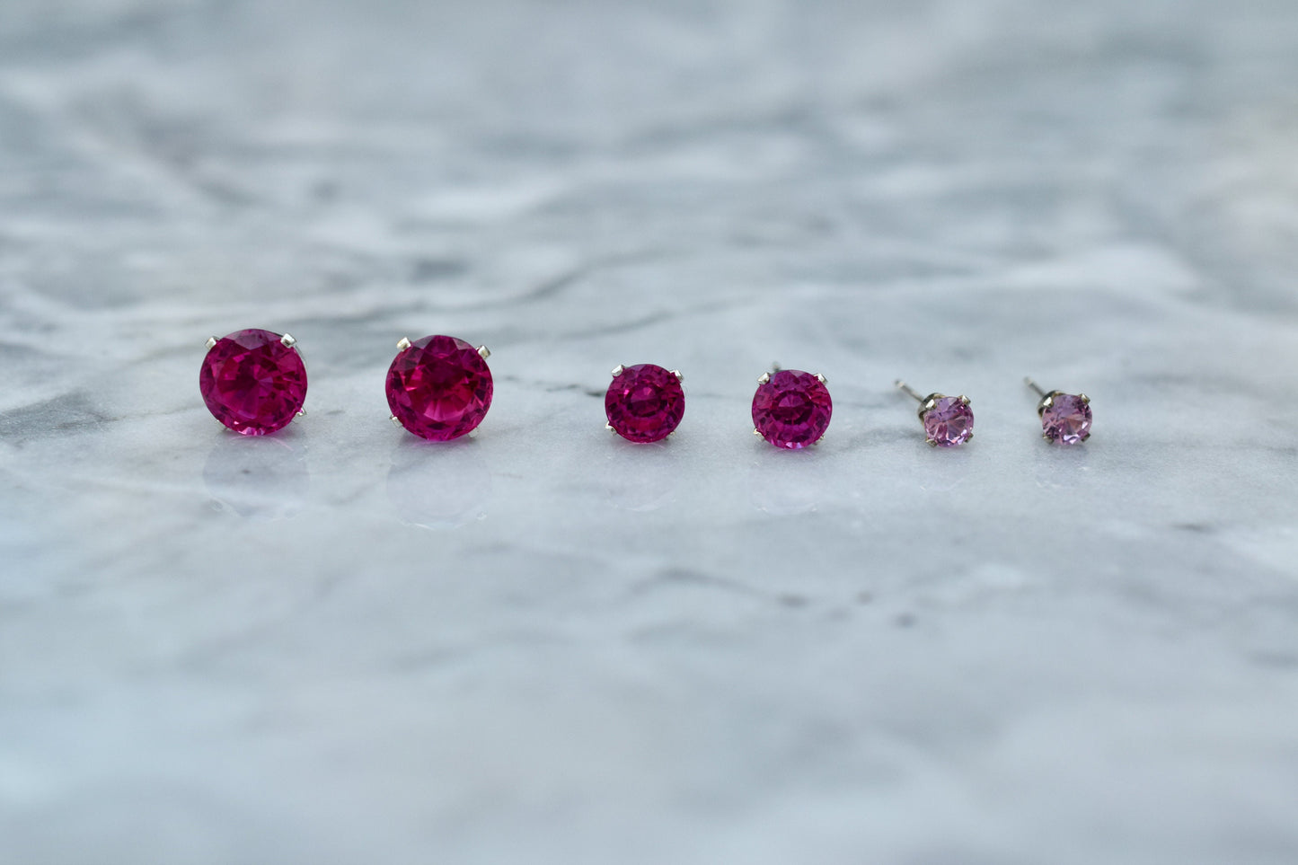 Pink Sapphire Earrings, PinkSapphire Stud Earrings,  Lab Created Sapphire Earrings, Lab Grown Studs