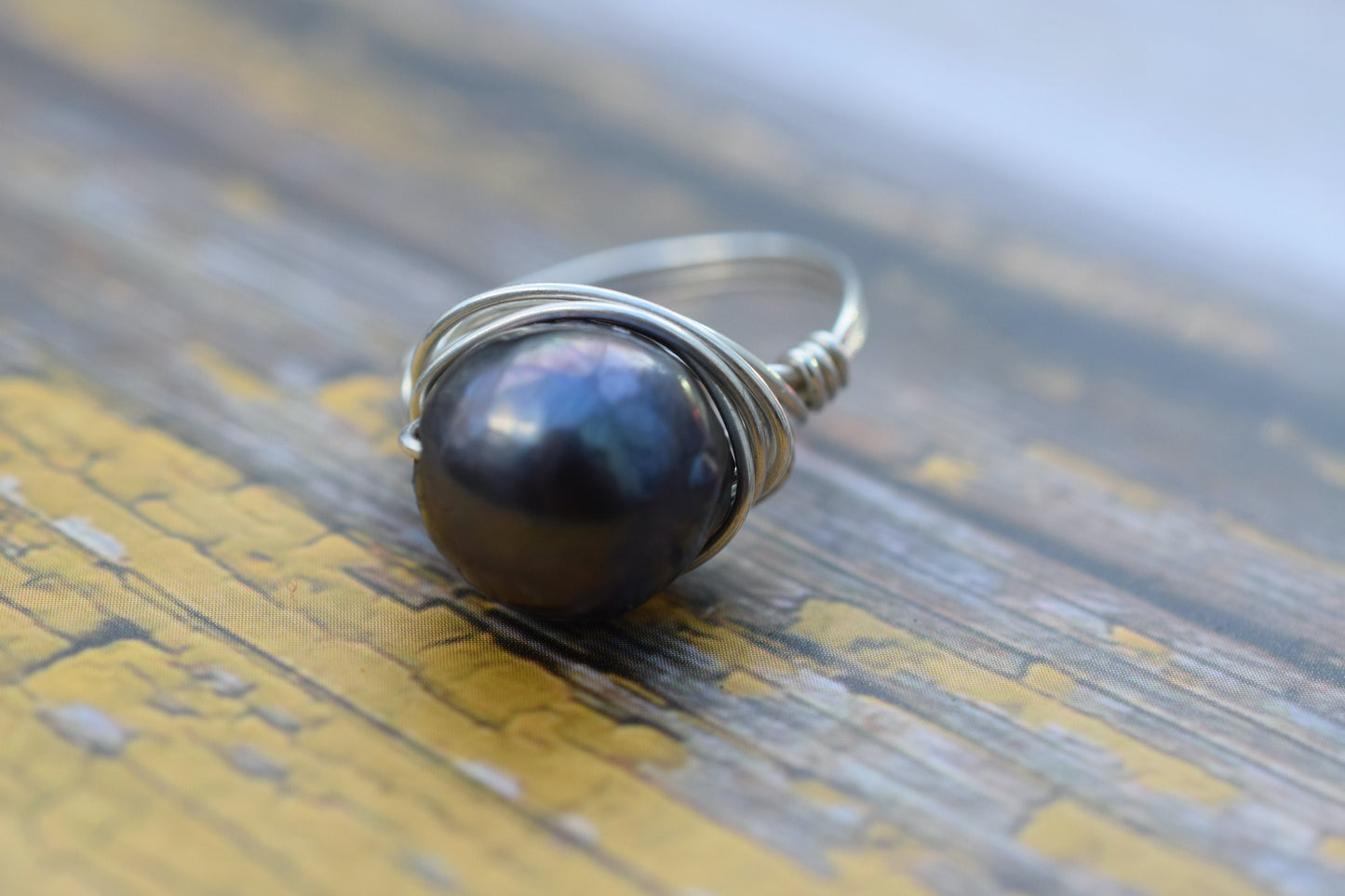 Black Pearl Ring in Sterling Silver