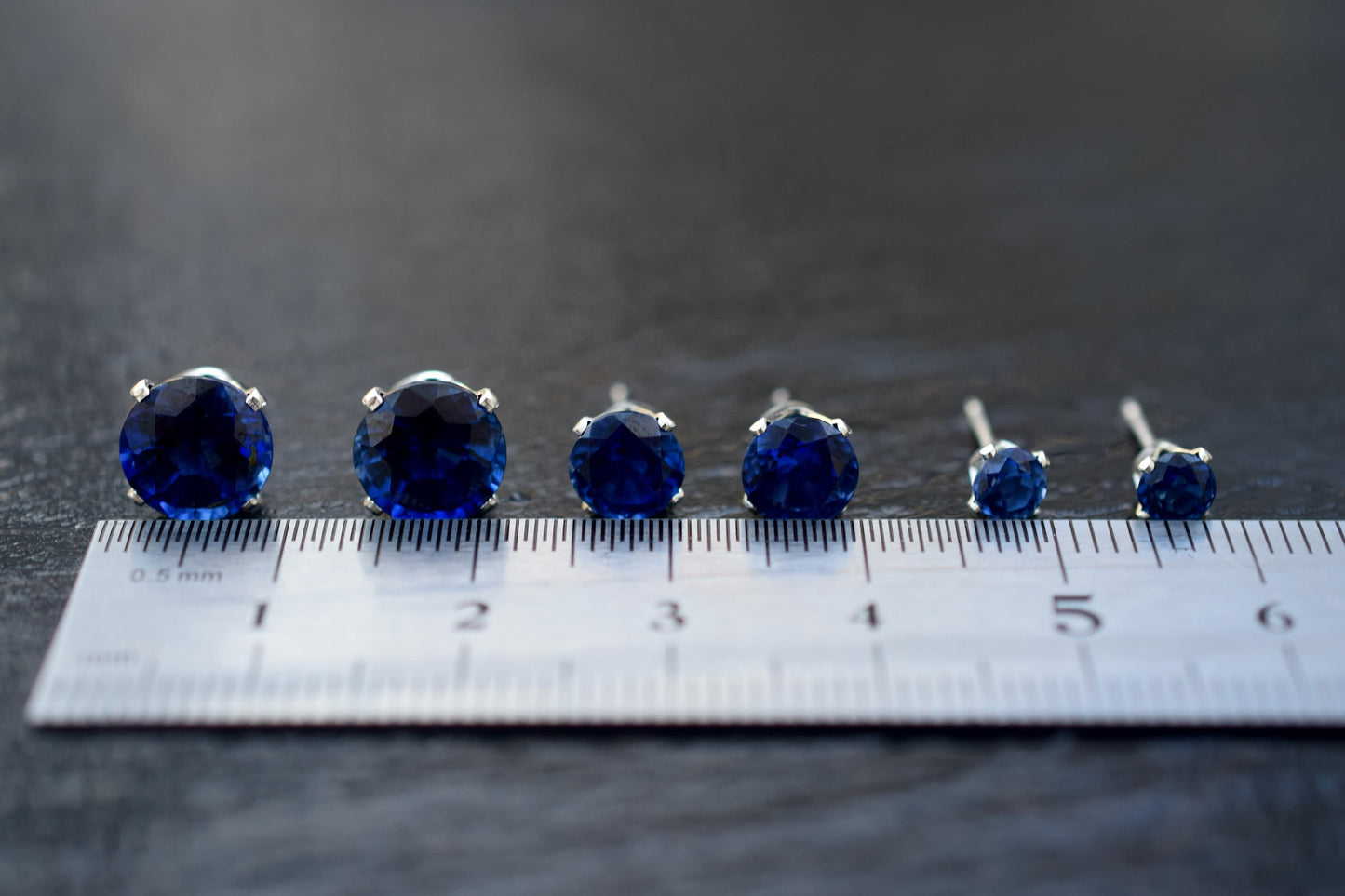Lab Created Sapphire Earrings in Sterling Silver or 14K Gold Filled, Blue Sapphire Stud Earrings, Lab Created Corundum, Birthday Gift