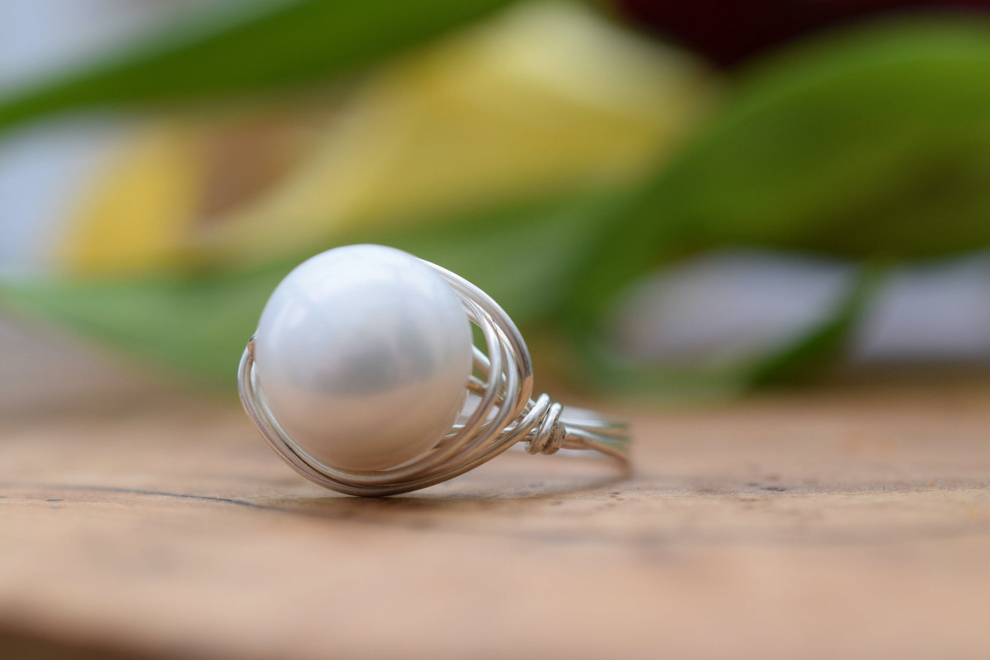 Statement Pearl Ring, Large Pearl Ring, White Pearl Ring in Sterling Silver