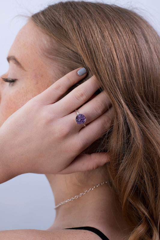 Raw Amethyst Ring Sterling Silver