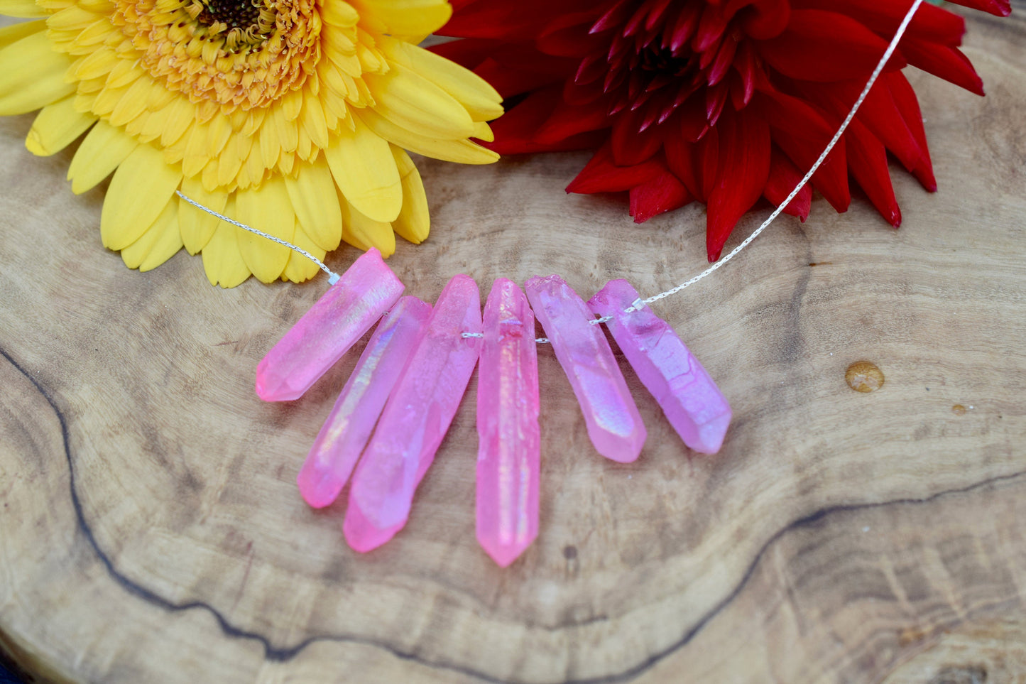 Raw Pink Quartz Necklace in Sterling Silver