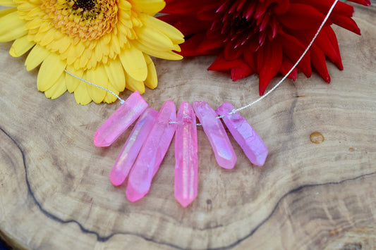 Raw Pink Quartz Necklace in Sterling Silver