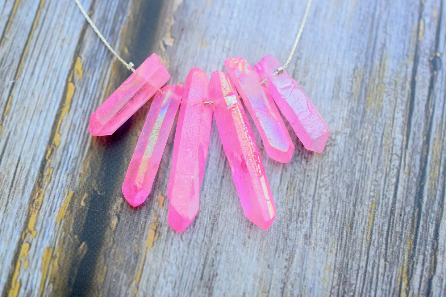 Raw Pink Quartz Necklace in Sterling Silver