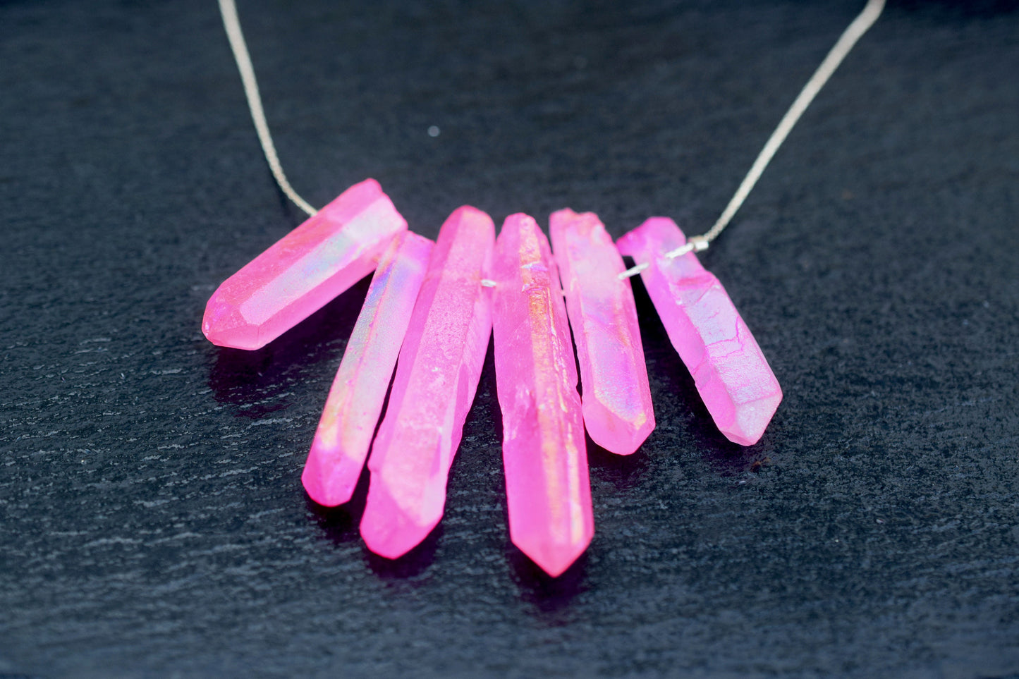 Raw Pink Quartz Necklace in Sterling Silver