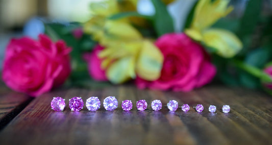 Pink Sapphire Earrings, PinkSapphire Stud Earrings,  Lab Created Sapphire Earrings, Lab Grown Studs