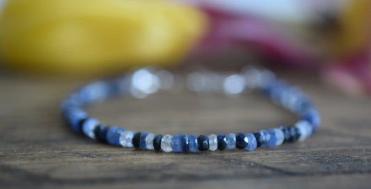 Natural Sapphire Bracelet, Blue Sapphire Bracelet & White Sapphire Bracelet