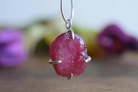 Raw Ruby Necklace