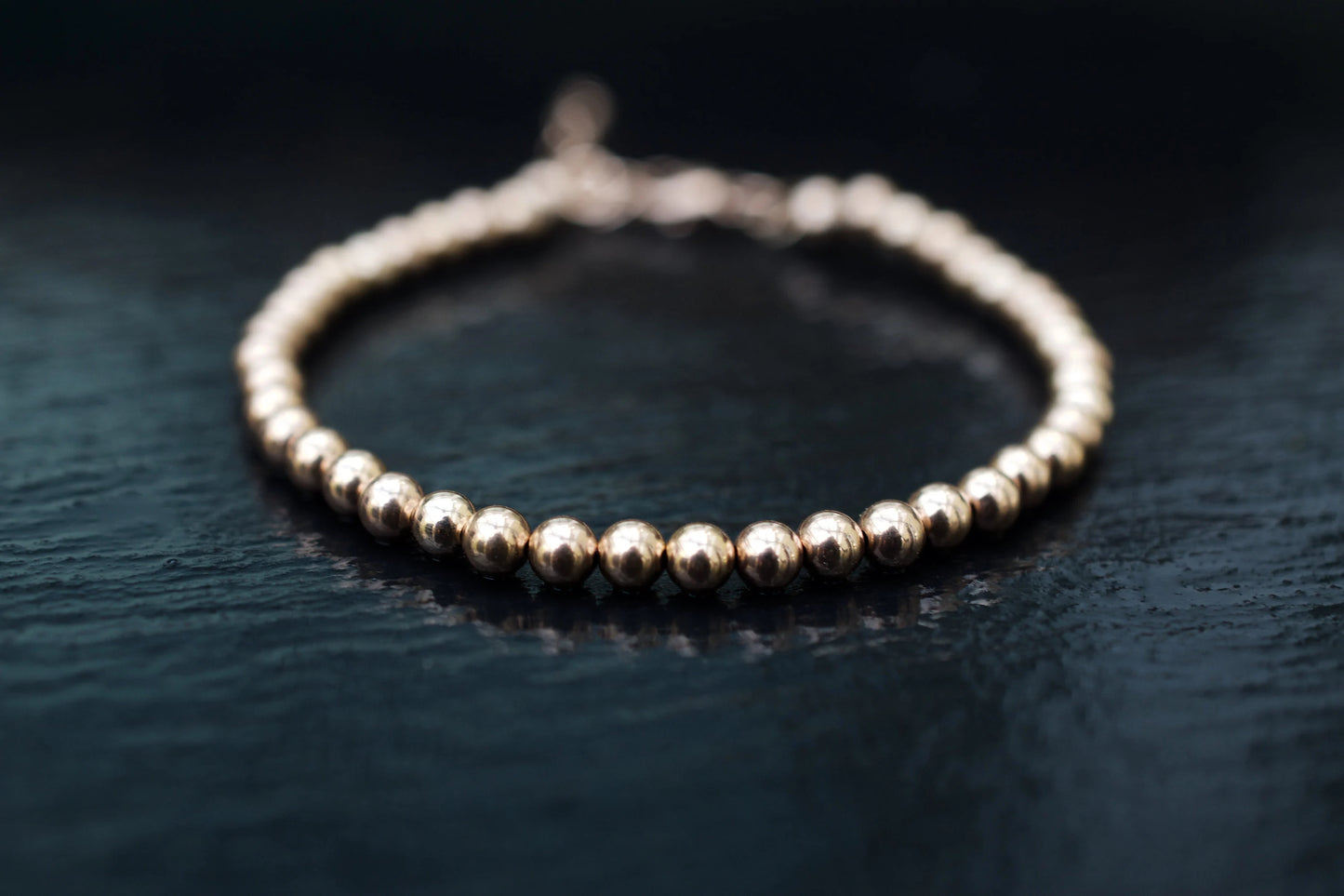 Rose Gold Beaded Bracelet, 14K Rose Gold Filled Bracelet