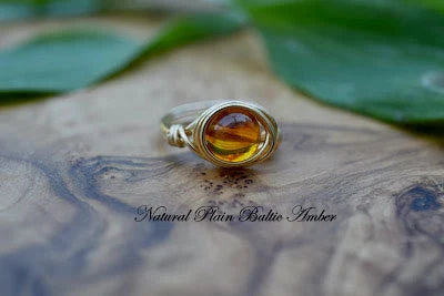 Natural Amber Stone Ring in 14K Gold Filled, Elegant Stacking Jewelry