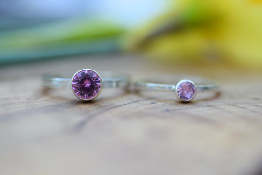 Lab Created Pink Sapphire Sterling Silver Ring